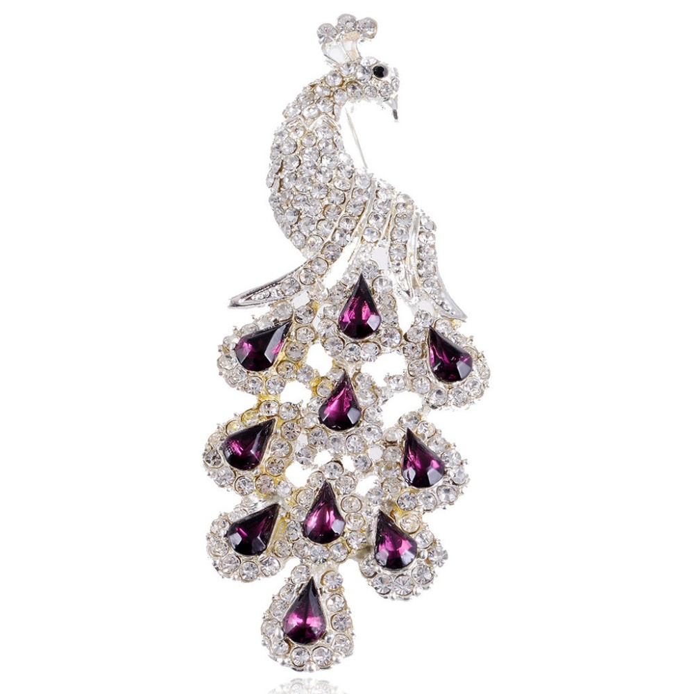 Crystal Peacock Brooch